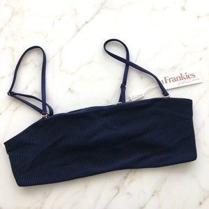 Frankies Bikinis Scarlett Ribbed Top Navy